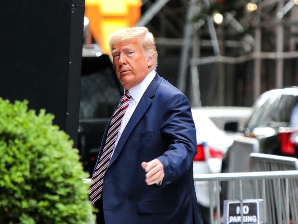 Mr Trump seen outside Trump Tower on Monday 24 May 2021GC Images