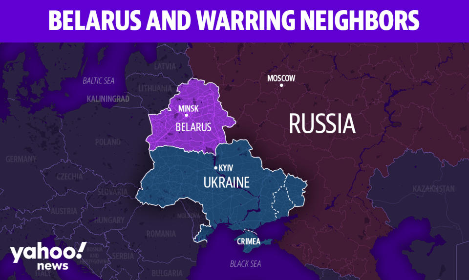 Map of Belarus and Ukraine.
