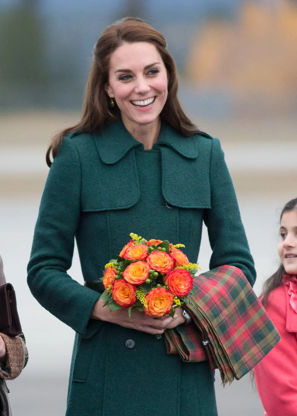 The Duchess of Cambridge was first seen wearing the Monica Vinader drop down earrings during her royal tour of Canada in 2016. (Getty Images)