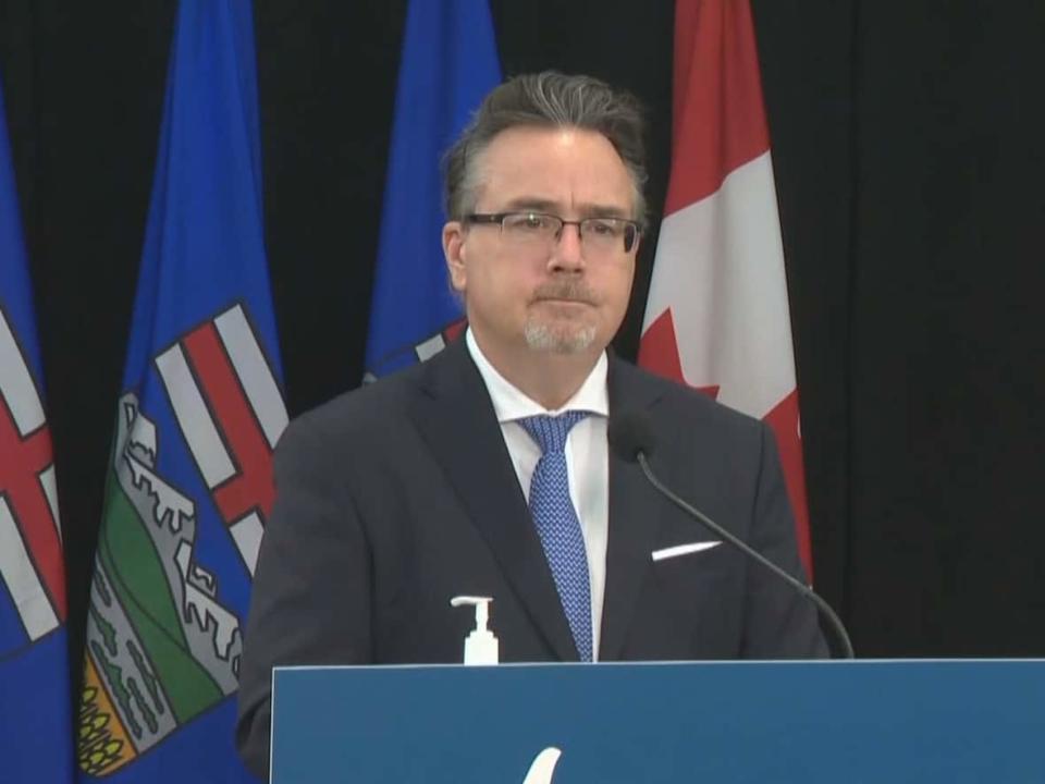 Dale Nally, associate minister of electricity and natural gas, introduced legislation today that would enable the Alberta government to add rebates to soaring natural gas and electricity bills. (CBC - image credit)