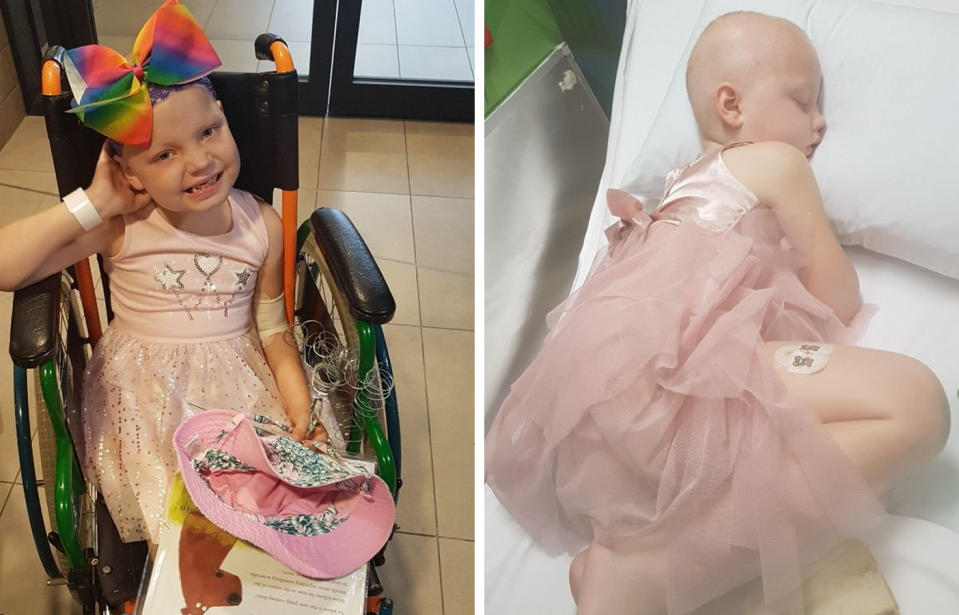 The six-year-old had been receiving treatment at the Queensland Children’s Hospital in Brisbane since November, with her family three hours away at Maryborough. Source: GoFundMe/Lee Spindler