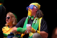 A Australia fan looks on prior to the 2019 FIFA Women's World Cup France group C match between Australia and Italy at Stade du Hainaut on June 09, 2019 in Valenciennes, France. (Photo by Alex Caparros - FIFA/FIFA via Getty Images)