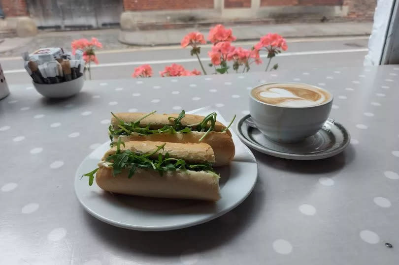 My delicious baguette of choice - egg and cress - and an oat cappuccino, enjoyed at the window seat