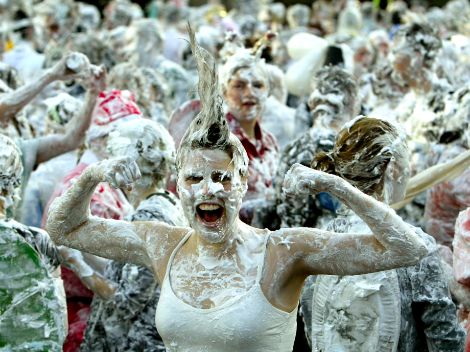 frenzy excited crowd lather foam