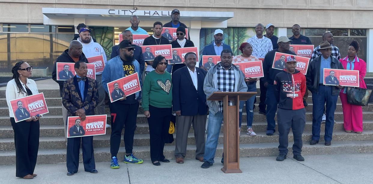 AFSCME Local 2388 officially announced their endorsement for former mayor Jamie Mayo in the March 23 mayoral race.