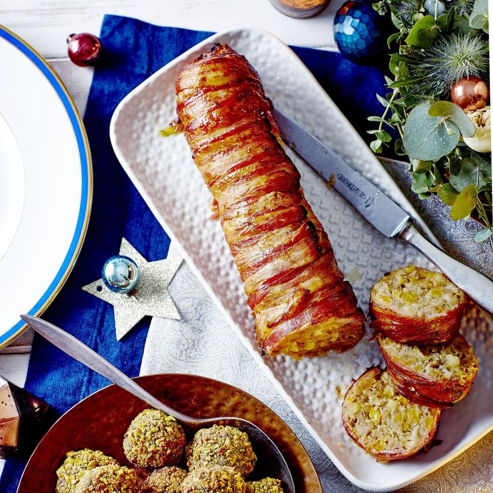 best christmas side dishes pork, apricot and hazelnut stuffing log