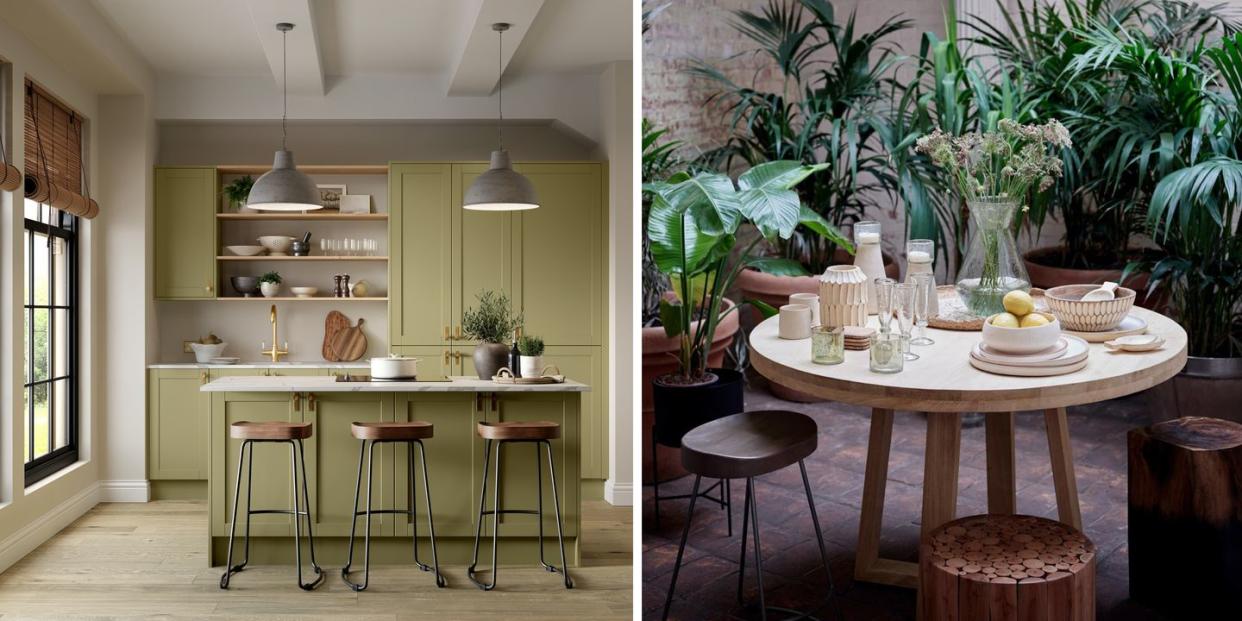 a dining room with a table and chairs