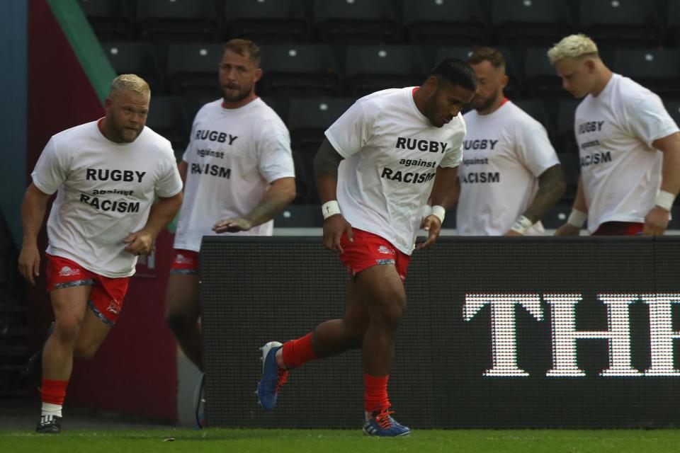 All of Sale's players wore t-shirts featuring the message 'Rugby against Racism' (Getty Images)