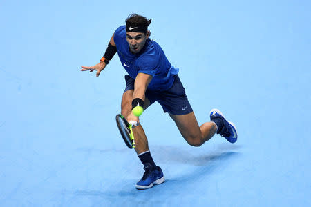 Tennis - ATP World Tour Finals - The O2 Arena, London, Britain - November 13, 2017 Spain's Rafael Nadal in action during his group stage match against Belgium's David Goffin Action Images via Reuters/Tony O'Brien