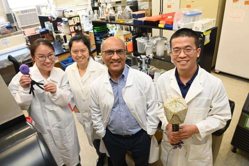 <div class="inline-image__caption"><p>Venigalla Rao (second from the right) along with the rest of his lab. </p></div> <div class="inline-image__credit">Patrick G. Ryan</div>