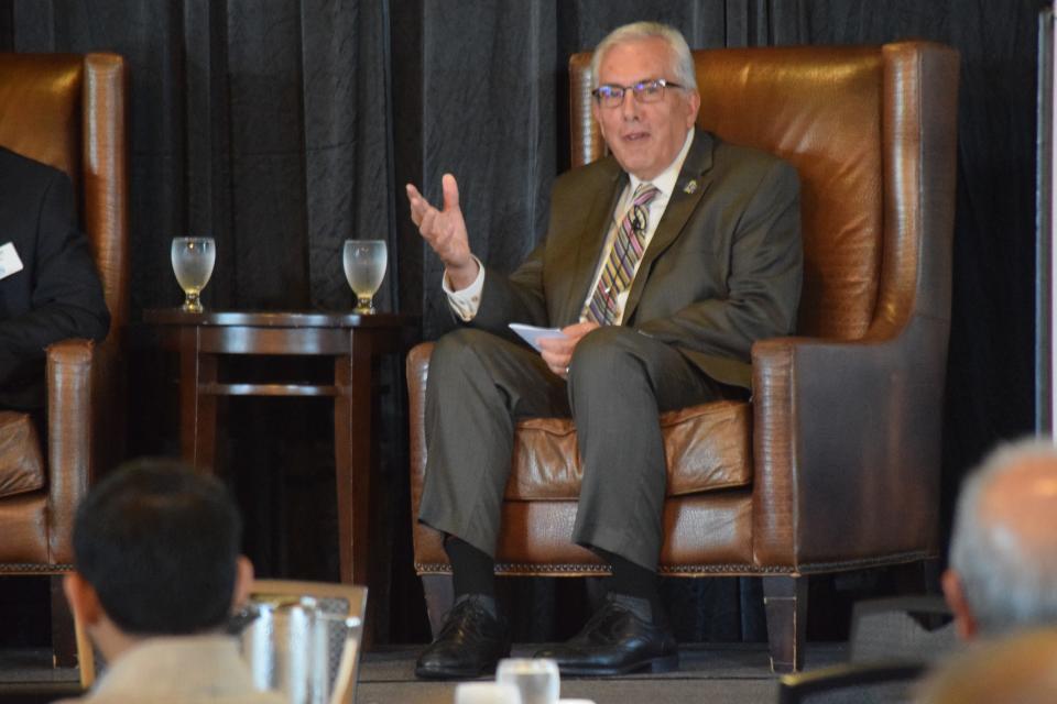 South Dakota State University president Barry Dunn speaks at a Downtown Sioux Falls Rotary meeting on Monday, Aug. 22, 2022.