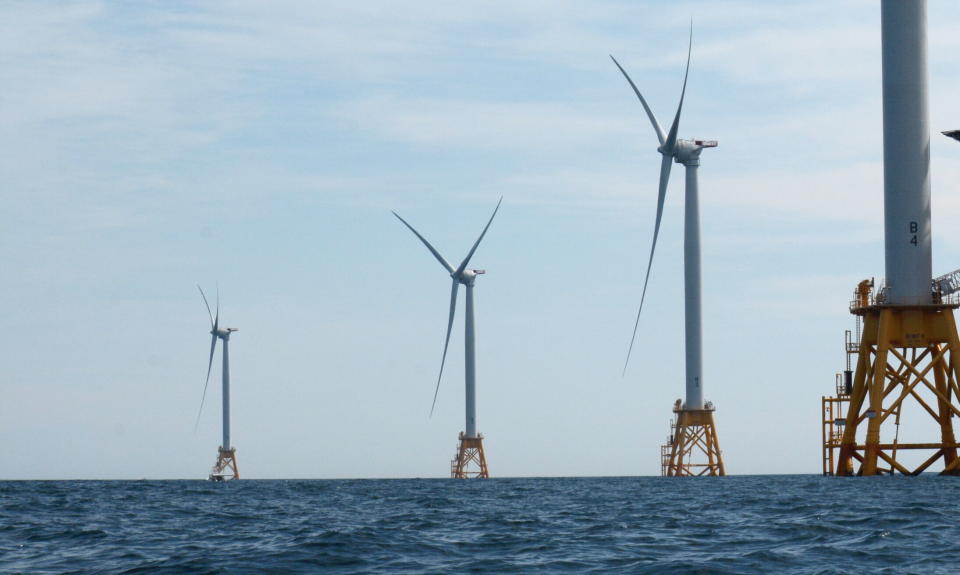 A photo of the Deepwater Wind offshore wind farm at Block Island on Aug. 14, 2016. (Photo: Newsday LLC via Getty Images)