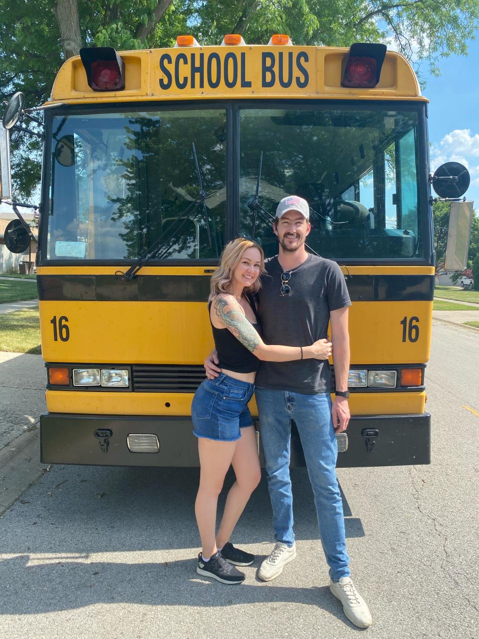 Emily Whalen, left, and her fiance, Joe Duschinsky, right.