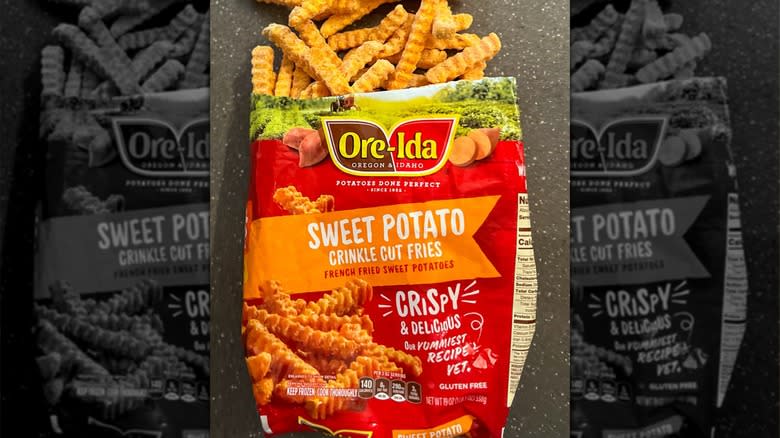 Bag of Ore-Ida frozen sweet potato fries