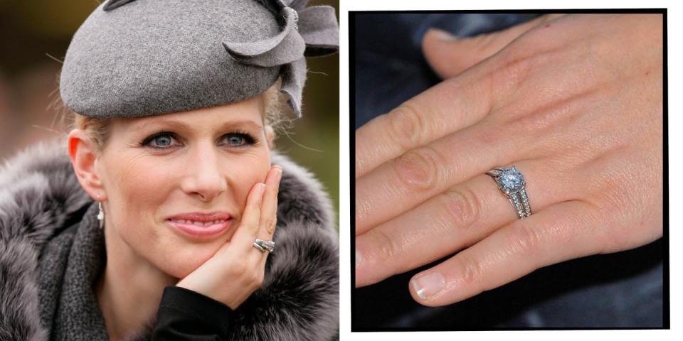 <p>Mike Tindall, the husband of Princess Anne's daughter Zara, gifted her with a double-banded platinum diamond engagement ring when he proposed in 2010.</p><p>The ring was designed by the rugby player and made by jeweller, with a solitaire diamond set against a pavé of small diamonds, the Daily Mail reported at the time.</p><p><a class="link " href="https://www.hsamuel.co.uk/webstore/d/4891112/the+forever+diamond+18ct+white+gold+0.40ct+total+ring/?cmCat=OVM" rel="nofollow noopener" target="_blank" data-ylk="slk:SHOP SIMILAR;elm:context_link;itc:0;sec:content-canvas">SHOP SIMILAR </a> The Forever Diamond 18ct White Gold 0.40ct Total Ring, H Samuel, £999<br></p>