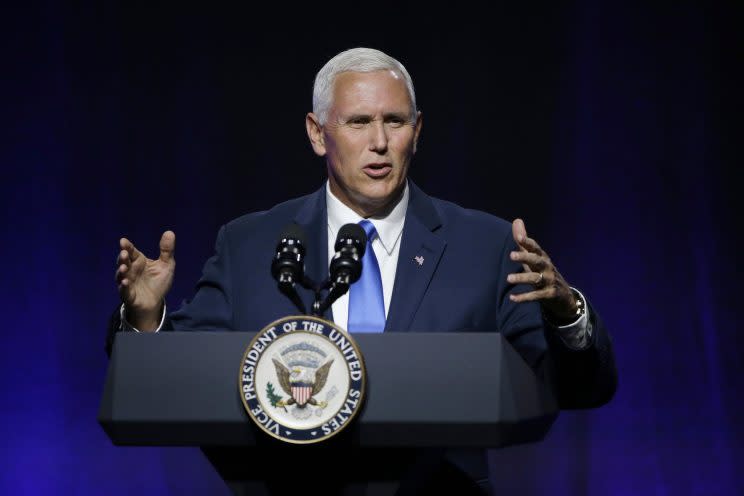 Vice President Mike Pence addresses a National Governors Association session titled 