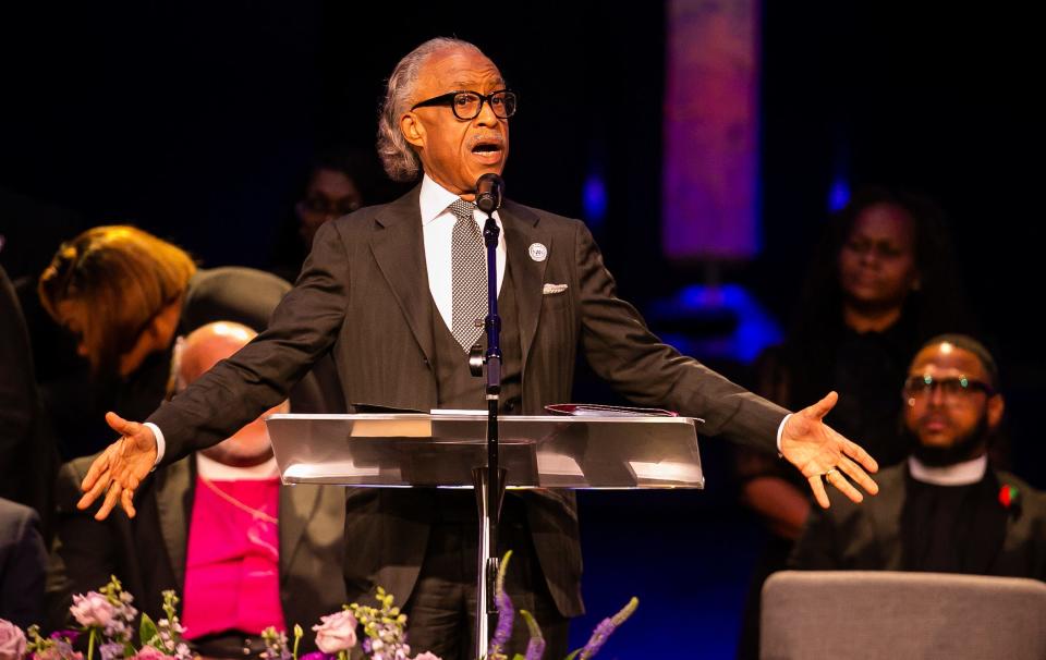 The Rev. Al Sharpton delivered the eulogy Monday.