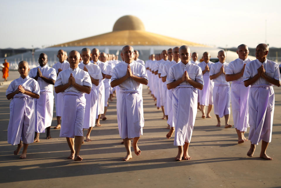 Buddhist devotees are ordained as Buddhist monks