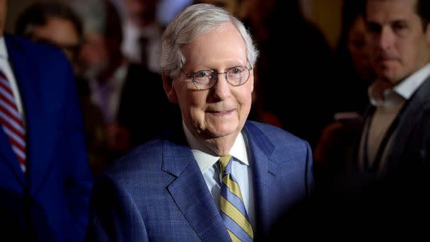 PHOTO: FILE - Senate Minority Leader Mitch McConnell speaks to the media during the weekly Republican press conference at the U.S. Capitol in Washington, March 7, 2023. (Bonnie Cash/Reuters, FILE)