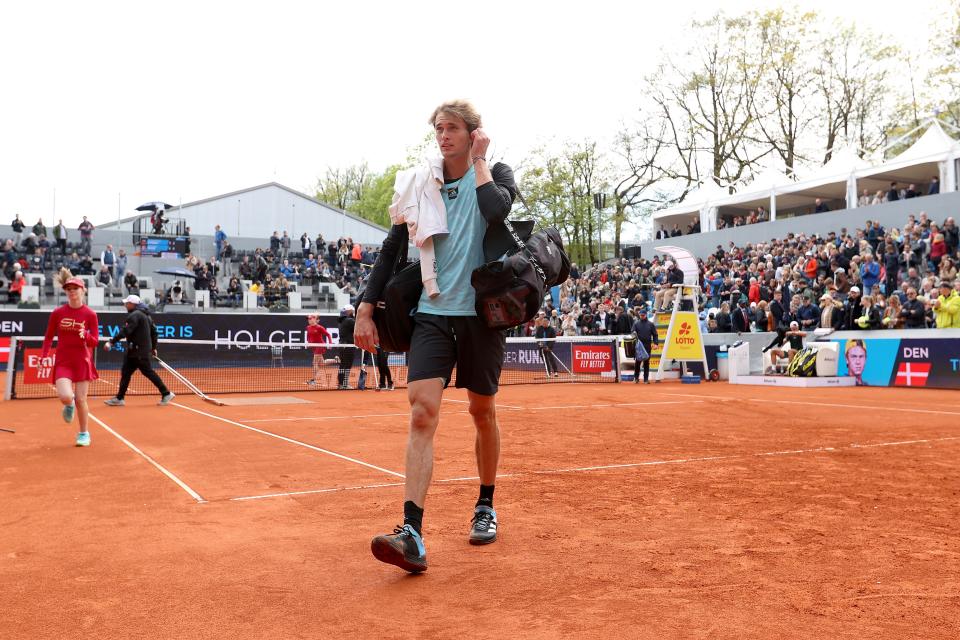 Alexander Zverev, pictured here after his shock loss to Holger Rune in Munich.