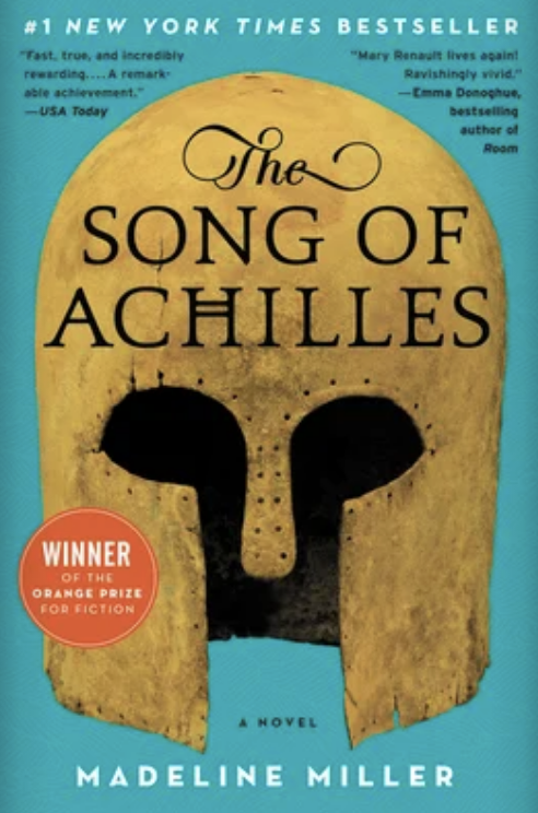Cover of "The Song of Achilles" by Madeline Miller featuring a golden helmet