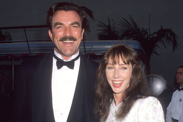 <p>Ron Galella, Ltd./Ron Galella Collection via Getty</p> Tom Selleck and wife Jillie Mack in 1990