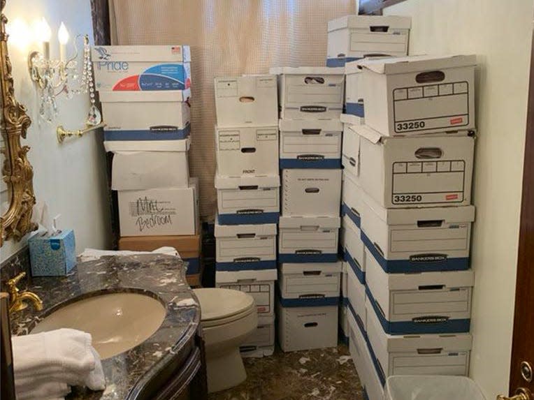 Boxes in a Mar-a-Lago bathroom