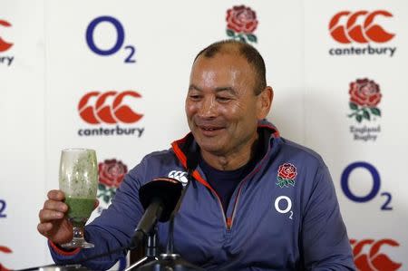 Britain Rugby Union - England Press Conference - Pennyhill Park, Bagshot, Surrey - 9/3/17 England head coach Eddie Jones during the press conference Action Images via Reuters / Peter Cziborra Livepic