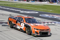 Chase Elliott heads down the front stretch during a NASCAR Cup Series auto race at Texas Motor Speedway in Fort Worth, Texas, Sunday, April 14, 2024. (AP Photo/Larry Papke)