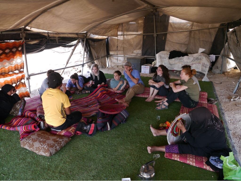 Awdah, a Palestinian Bedouin community activist, told me&nbsp;and my fellow Birthright walkoffs about fighting for the survival of his family and community in the West Bank. (Photo: Elias Newman)