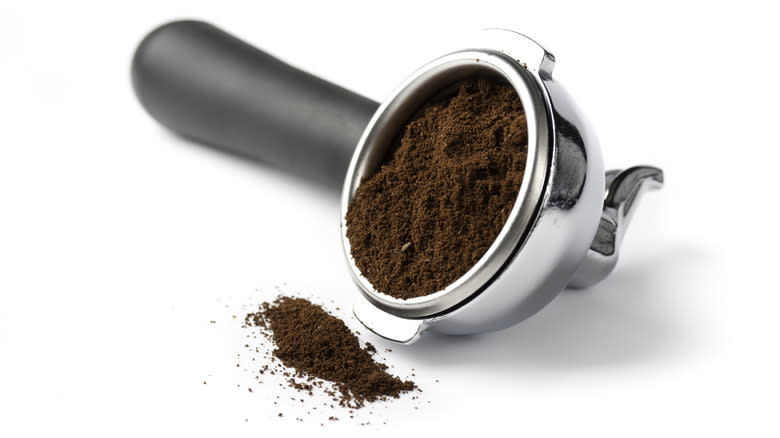 espresso powder in portafilter