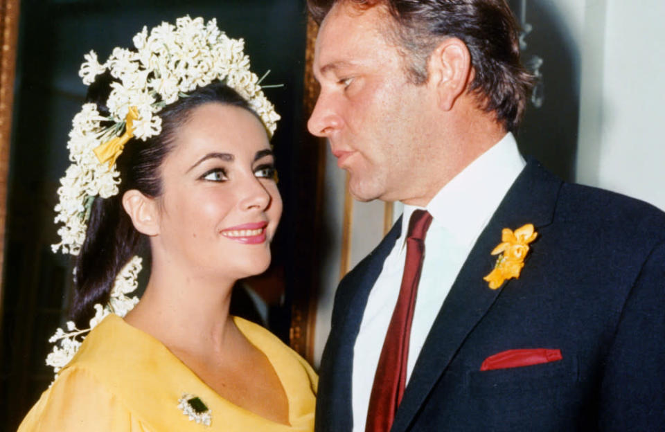 The femme fatale was married eight times to seven different husbands during her life. Taylor met Richard Burton on the set of the 1963 motion picture 'Cleopatra', and they embarked on an adulterous affair as each of them were married at the time. Taylor and Burton then divorced their spouses and married a year later. After a 10 year marriage the Hollywood couple divorced in 1974 only to remarry in 1975 before splitting for good in 1976.