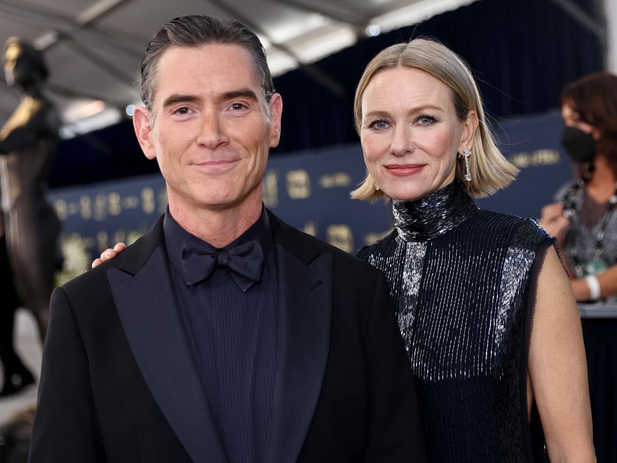 Billy Crudup and Naomi Watts attend the 28th Screen Actors Guild Awards at Barker Hangar on February 27, 2022 in Santa Monica, California