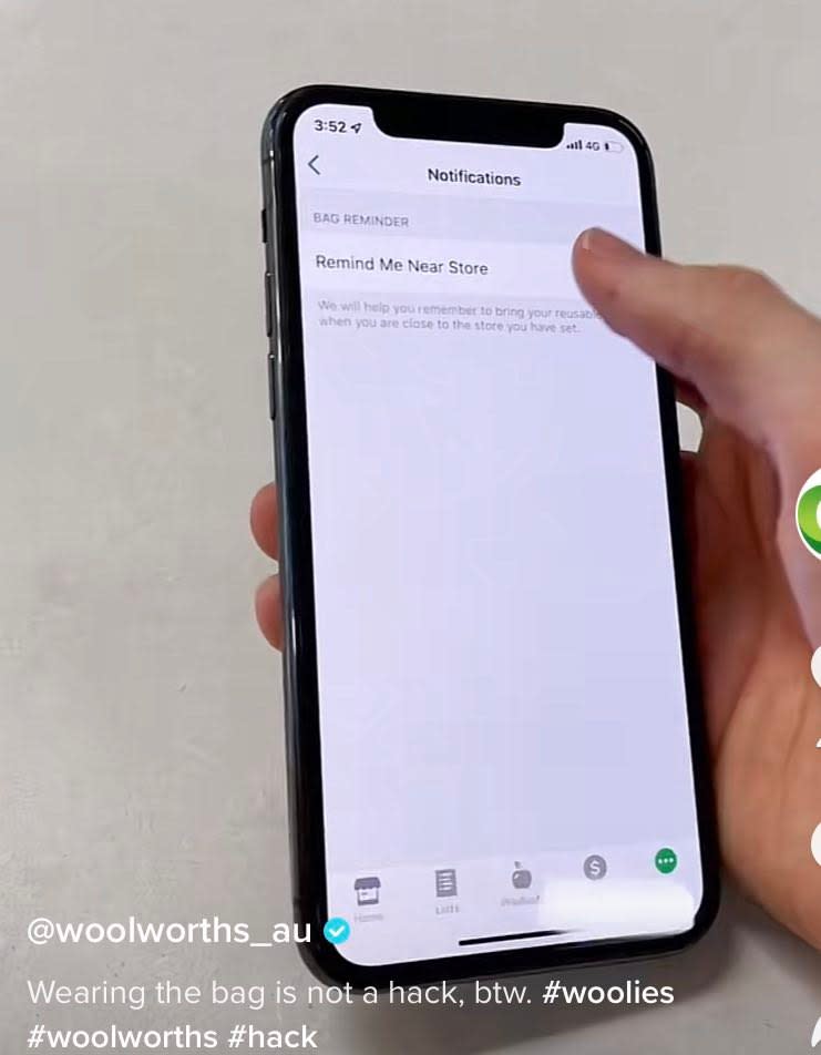 Smart phone open on the Woolworths app notification screen. Source: TikTok/@woolworths_au