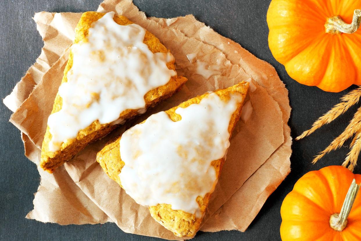 pumpkin scones with frosting