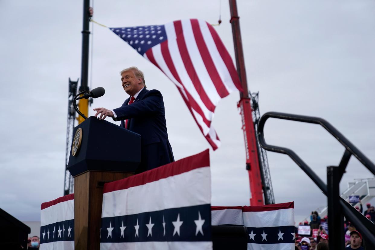 Donald Trump on Thursday warned Michigan voters that a President Joe Biden would be a 