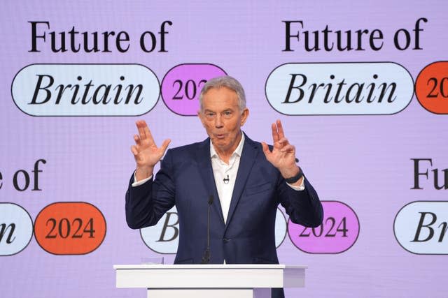 Sir Tony Blair speaking at the Tony Blair Institute for Global Change’s Future of Britain conference at the Park Plaza Westminster Bridge hotel in central London