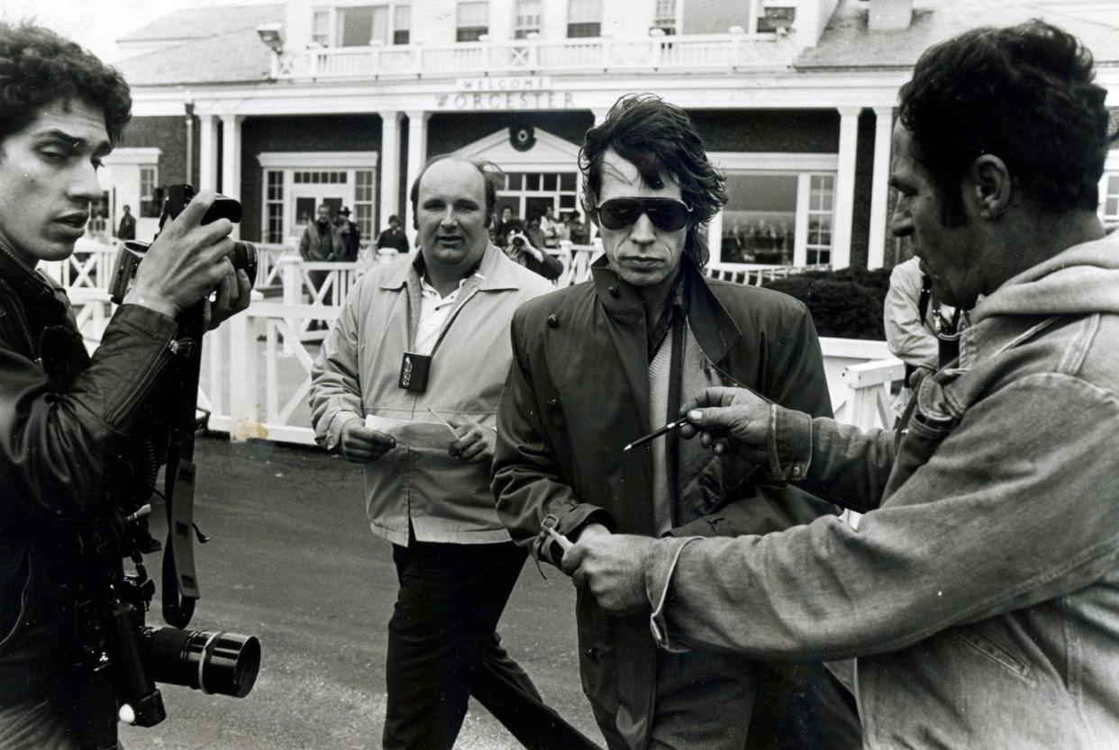 Mick Jagger at Worcester Airport in September 1981, after the Rolling Stones practiced and played in Central Mass.