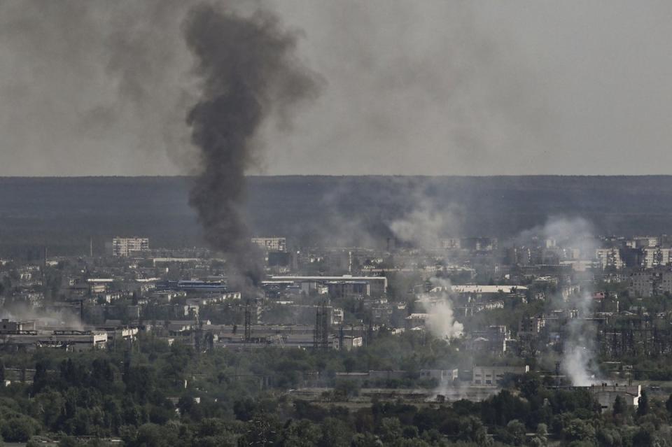 Smoke rises from the Ukrainian city of Severodonetsk   (AFP via Getty Images)