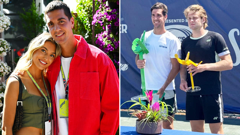 Thanasi Kokkinakis with girlfriend Hannah Dal Sasso.