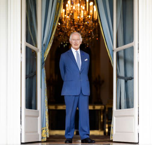 <p>Samir Hussein - Handout/Getty</p> King Charles poses for a photo at the British Ambassador's residence in France in September 2023.