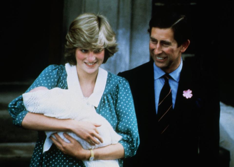 The Prince and Princess of Wales leave St. Mary's Hospital in London with their newborn son Prince William.