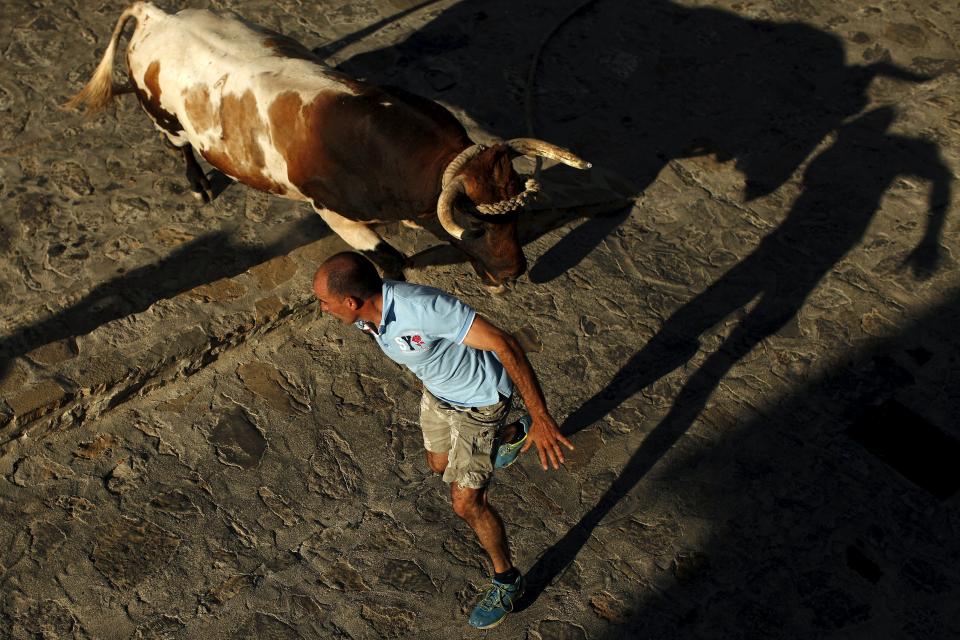 Mozo incitando a un toro