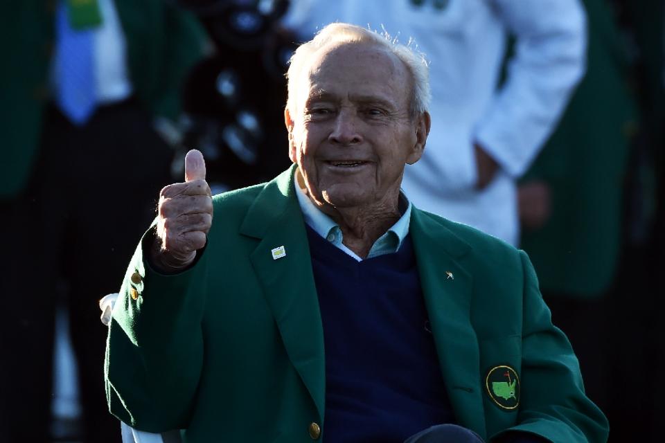 Arnold Palmer surprised everyone when he showed up for the ceremonial first tee shot at the Masters in April. (AFP)