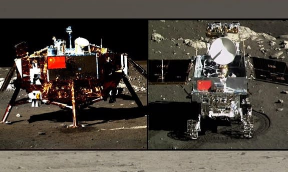 Group shot of China’s Chang’e 3 lander and Yutu rover.