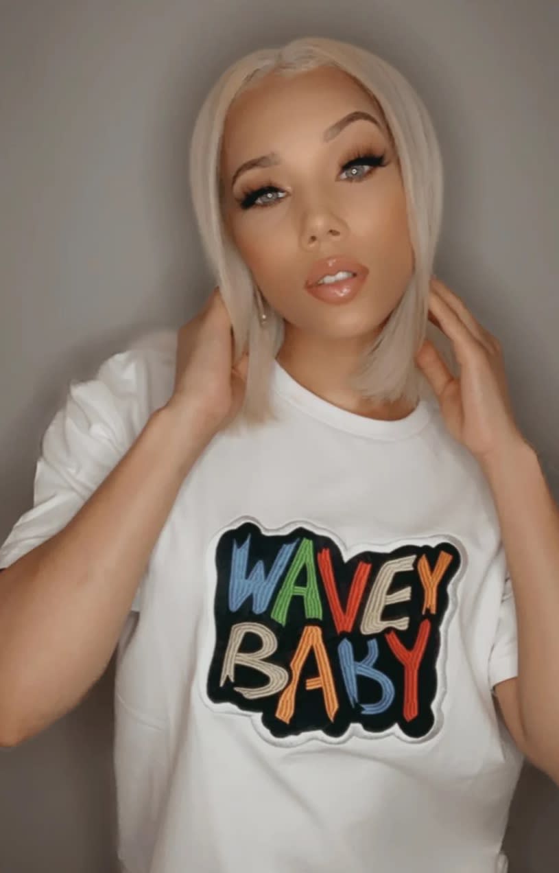 A shirt for sale for $35 on the streetwear site WaveyBaby, which is suing Brooklyn-based art collective MSCHF for trademark infringement. <strong>Photo from waveybaby.com</strong>