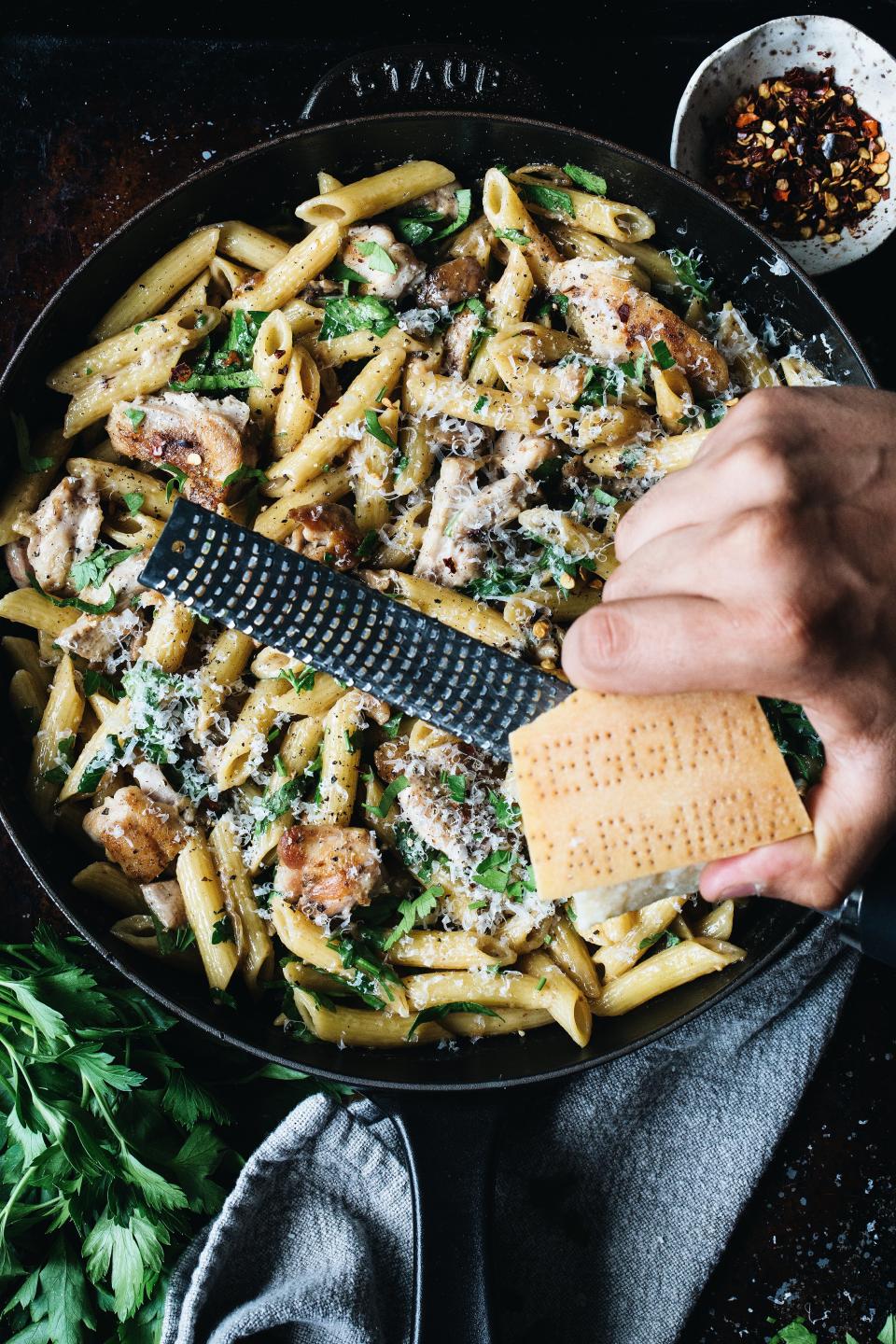 Caramelized Onion, Mushroom and Chicken Penne