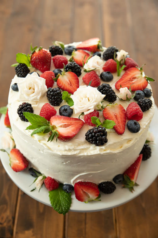 <p>Milandra's Kitchen</p><p>The beautiful layers, the simple flavors of perfect whipped cream, raspberries, blueberries, a hint of jam and tender yellow cake make something magic.</p><p><strong>Get the recipe: <a href="https://www.mirlandraskitchen.com/easy-berry-chantilly-cake/" rel="nofollow noopener" target="_blank" data-ylk="slk:Easy Berry Chantilly Cake;elm:context_link;itc:0;sec:content-canvas" class="link rapid-noclick-resp">Easy Berry Chantilly Cake</a></strong></p>