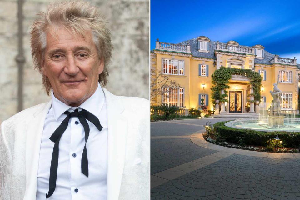 <p>Samir Hussein/WireImage; Ryan Lahiff</p> Rod Stewart and his L.A. home for sale.