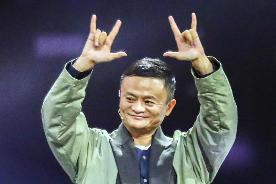 In this photo taken Friday, Nov. 10, 2017, Jack Ma is founder of China's biggest e-commerce giant Alibaba Group, attends a star-studded 2017 Tmall 11.11 Global Shopping Festival gala, in Shanghai. Ma, China's most prominent entrepreneur and founder of Alibaba Group, the world's biggest e-commerce company, stopped appearing in public after he criticized regulators as being too conservative in an October 2020 speech. (Chinatopix Via AP, File)